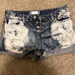 Acid wash shorts
